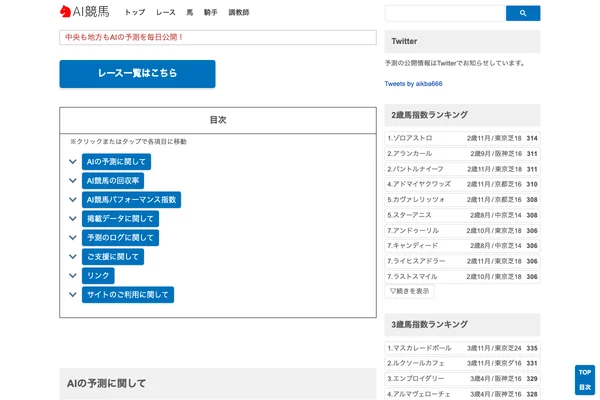 AI競馬 – AIの予測を毎日公開のスクリーンショット